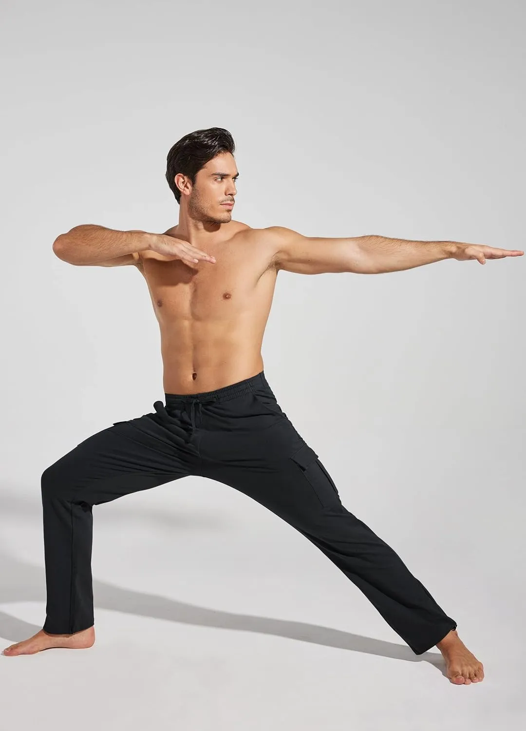 Willit Men's Cotton Yoga Sweatpants Athletic Lounge Pants Cargo Open Bottom Joggers Straight Leg Casual with Pockets