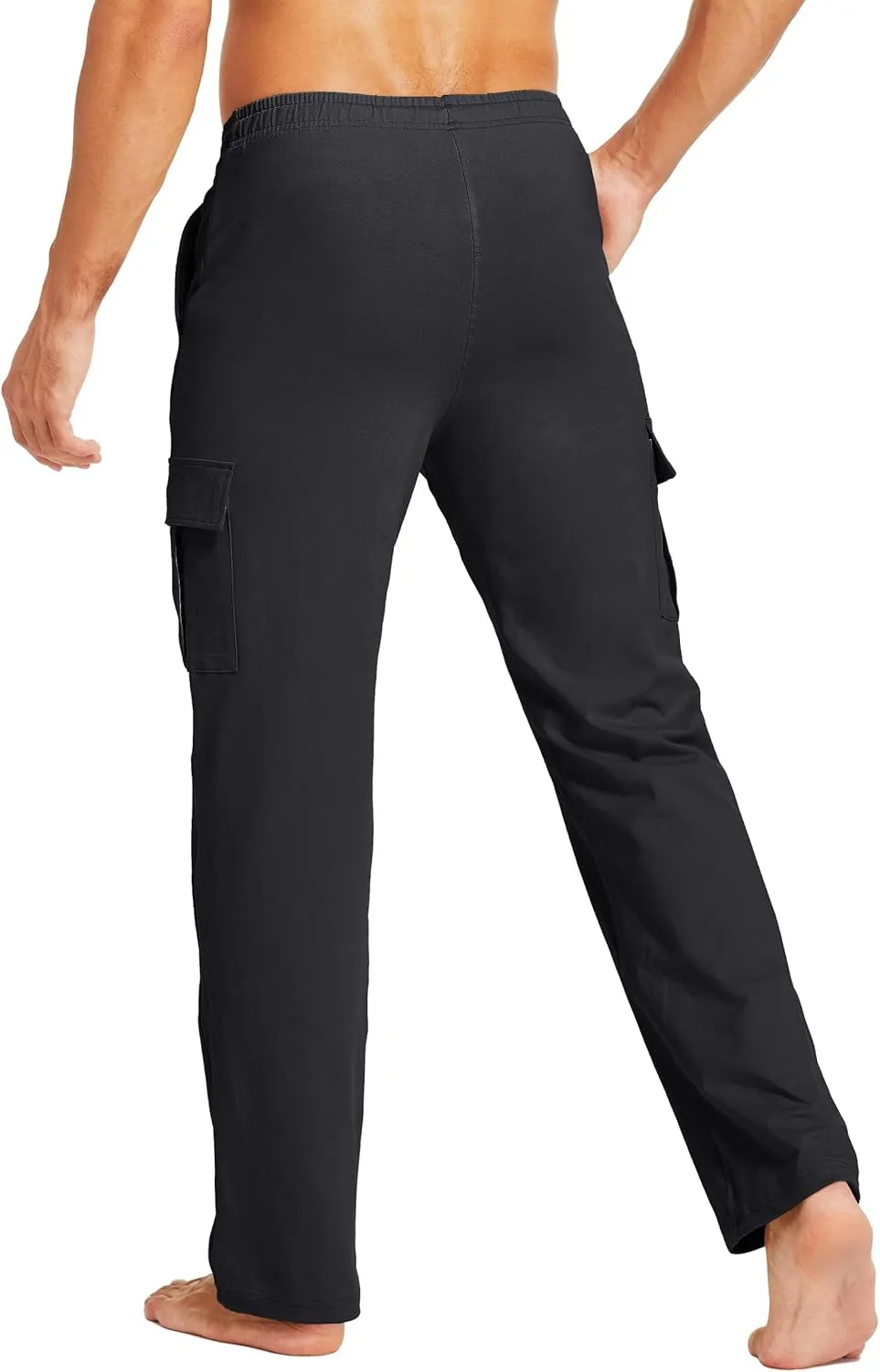 Willit Men's Cotton Yoga Sweatpants Athletic Lounge Pants Cargo Open Bottom Joggers Straight Leg Casual with Pockets