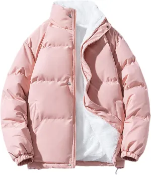 Winter Jacket Women Zipped Thick Warm Streetwear Lined Fleece Cotton Padded Parka Fluffy Coat Loose Plush