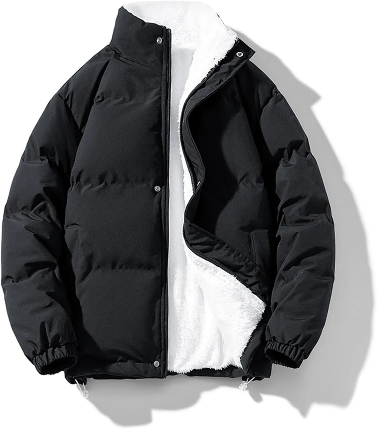 Winter Jacket Women Zipped Thick Warm Streetwear Lined Fleece Cotton Padded Parka Fluffy Coat Loose Plush