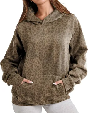 Women Leopard Hoodies Oversized Cheetah Print Sweatshirt Hooded Long Sleeve 2000s Pullover Tops Y2k Graphic Hoodies