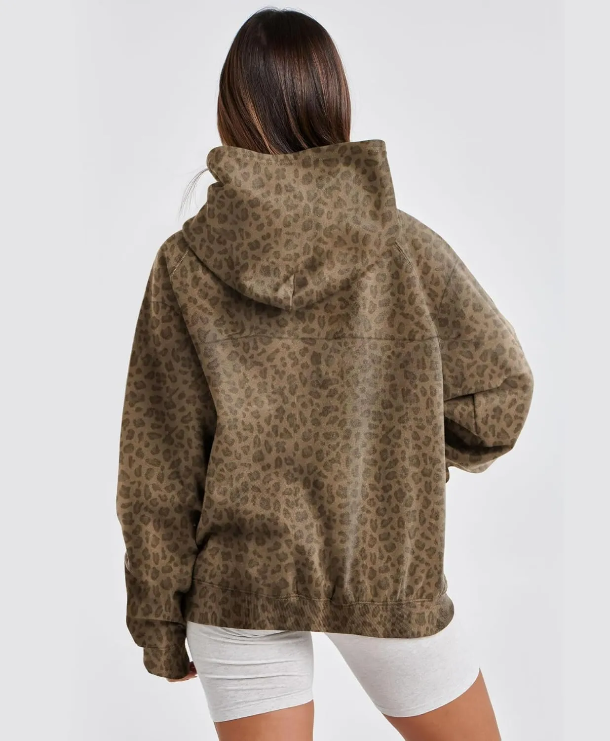 Women Leopard Hoodies Oversized Cheetah Print Sweatshirt Hooded Long Sleeve 2000s Pullover Tops Y2k Graphic Hoodies