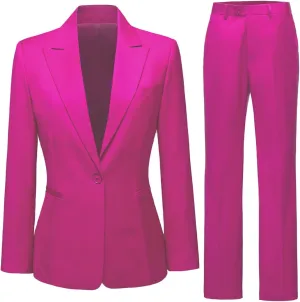 Women's 2 Piece Suit One Button Business Work Office Pants Suits Slim Fit Blazer Jacket Pants Set for Women