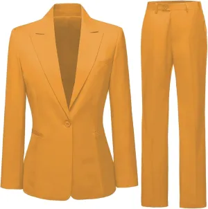 Women's 2 Piece Suit One Button Business Work Office Pants Suits Slim Fit Blazer Jacket Pants Set for Women