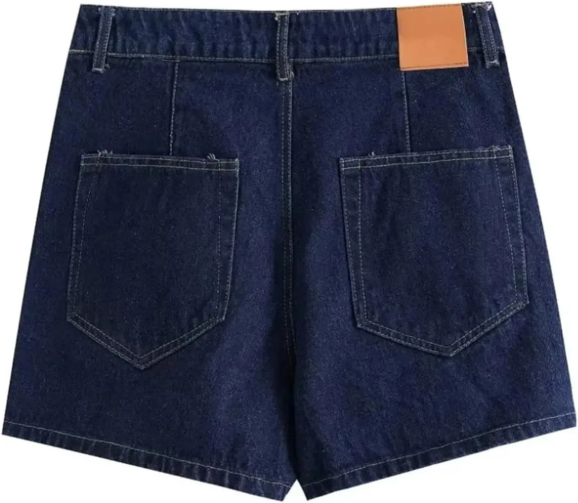 Women's Denim Jacket Set Summer Short Sleeves Pocket Denim Coat and Casual Lady Mini Skirt Shorts Sets