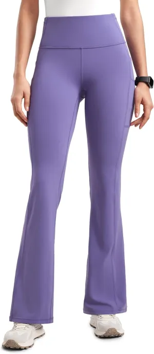 Womens High Waisted Medical Flare Scrub Pants 31" - 7 Pockets Wide Leg Bootcut Yoga Scrub Leggings Work Pants
