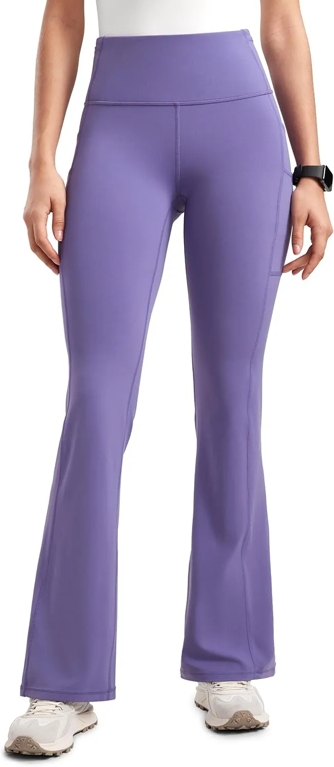 Womens High Waisted Medical Flare Scrub Pants 31" - 7 Pockets Wide Leg Bootcut Yoga Scrub Leggings Work Pants