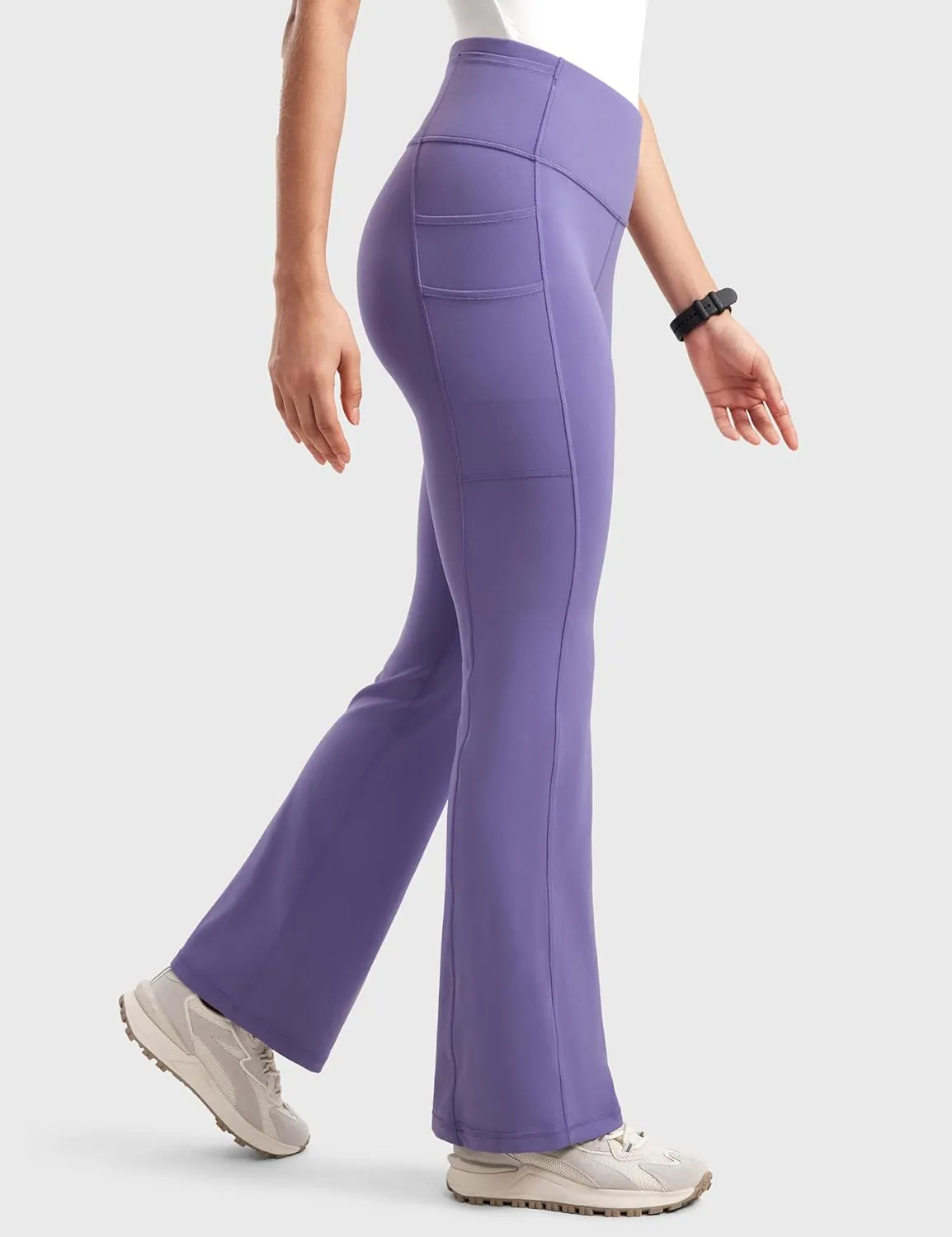 Womens High Waisted Medical Flare Scrub Pants 31" - 7 Pockets Wide Leg Bootcut Yoga Scrub Leggings Work Pants