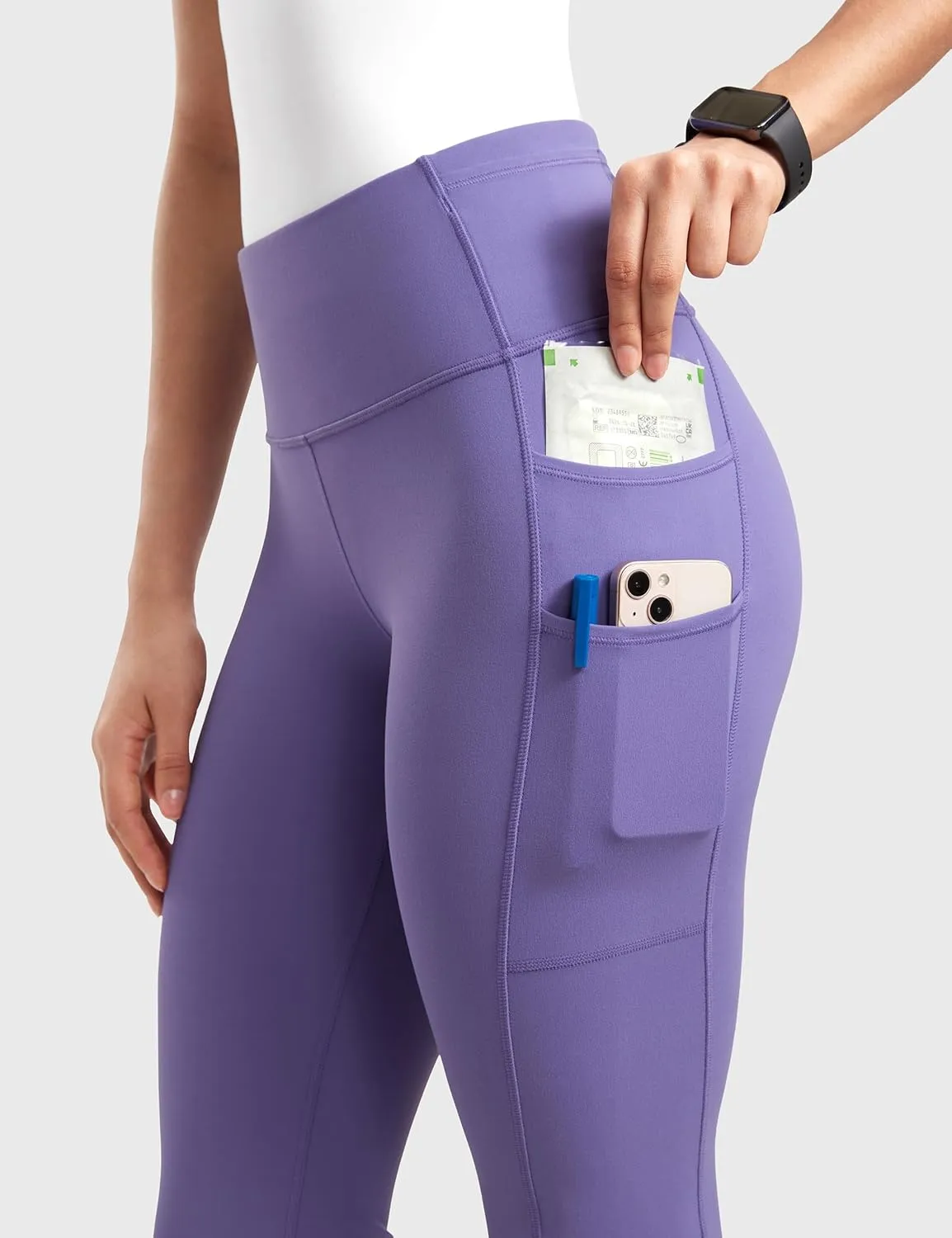 Womens High Waisted Medical Flare Scrub Pants 31" - 7 Pockets Wide Leg Bootcut Yoga Scrub Leggings Work Pants