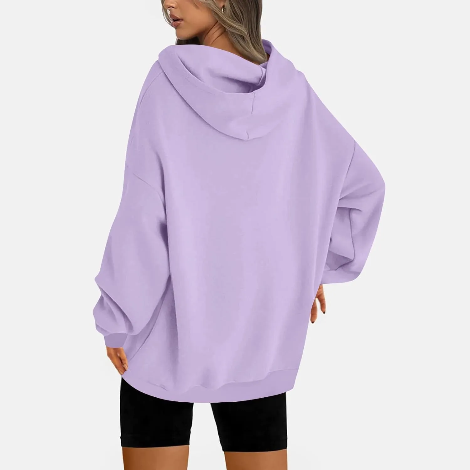 Women's Hoodies Oversized Casual Plus Size Sweatshirts with Drawstring Crew Neck Long Sleeve Cute Fleece Tops