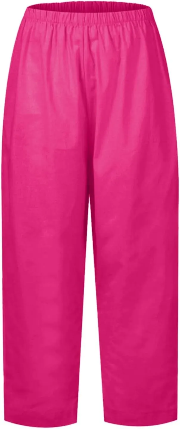 Womens Wide Leg Harem Pants Winter Lightweight Work Pants with Pockets Barrel Pants Fleece Lined