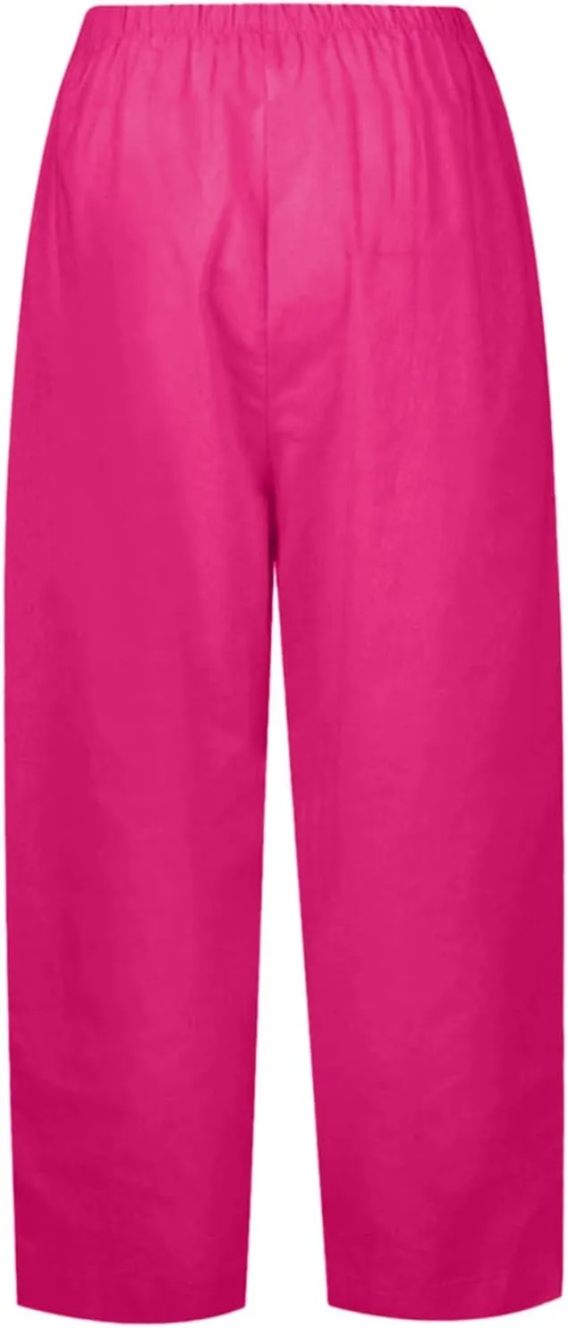 Womens Wide Leg Harem Pants Winter Lightweight Work Pants with Pockets Barrel Pants Fleece Lined