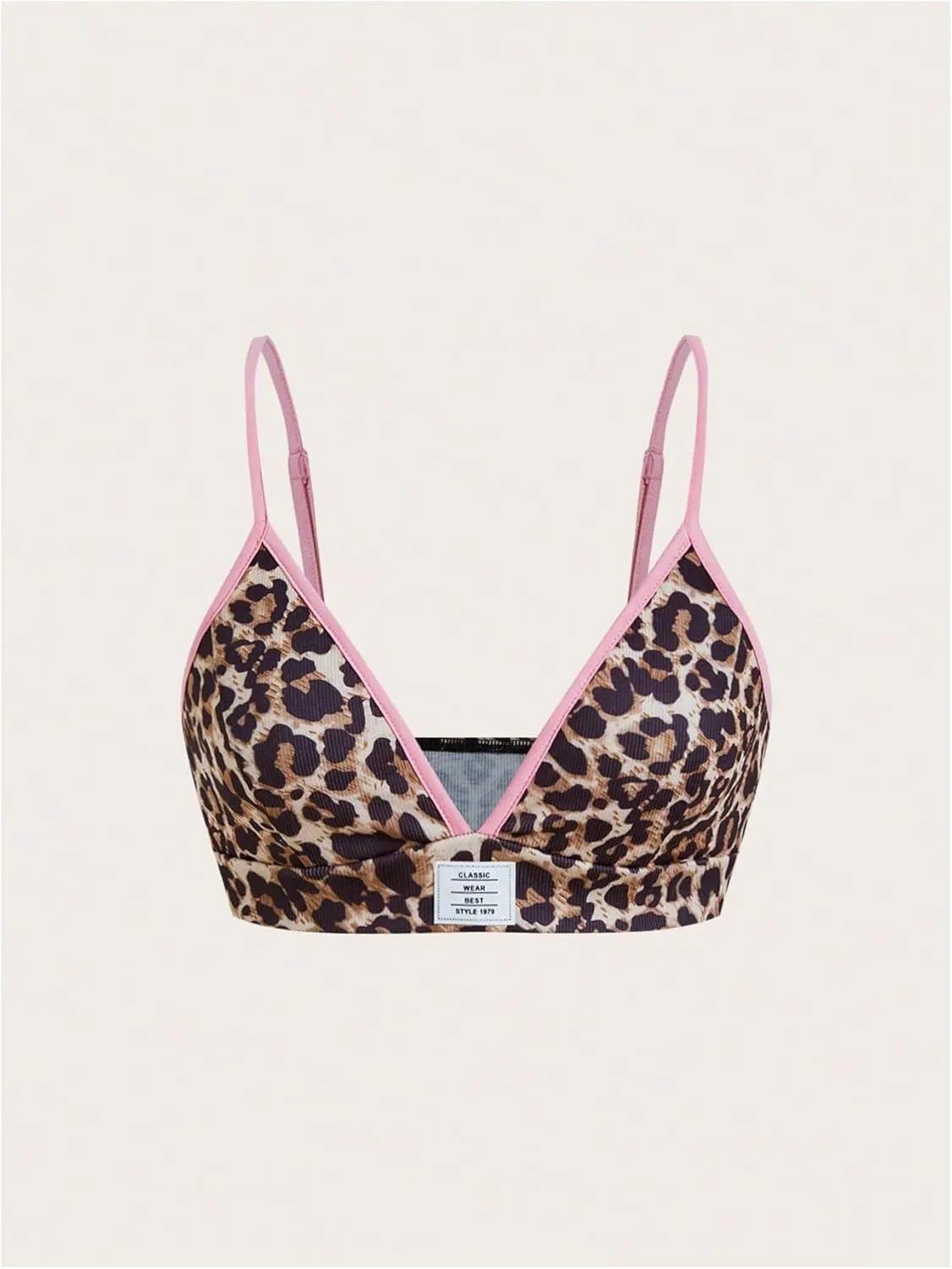 Women's Y2K Leopard Print Cami Bra V Neck Camisole Cheetah Tank Top Sport Bra Slim Fitted Micro Crop Tops Clubwear