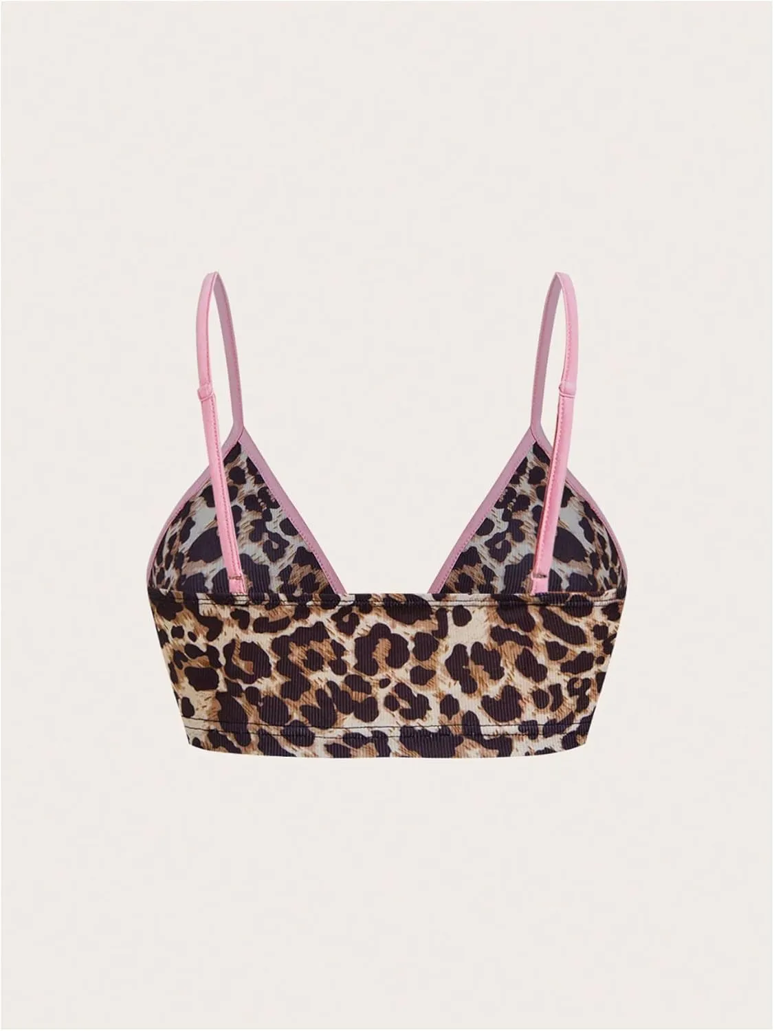 Women's Y2K Leopard Print Cami Bra V Neck Camisole Cheetah Tank Top Sport Bra Slim Fitted Micro Crop Tops Clubwear