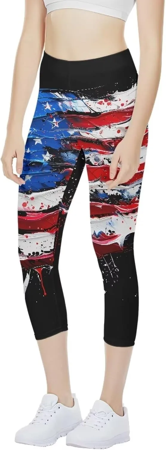 Womens Yoga Pants High Waist Stretch Workout Running Legging Tummy Control Sports Capri Pant Joggers