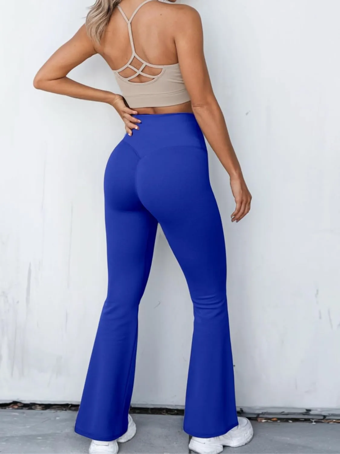 Womens Yoga Pants Women High Waist Waist Athletic Flare Yoga Leggings with Side Pockets Bell Bottom