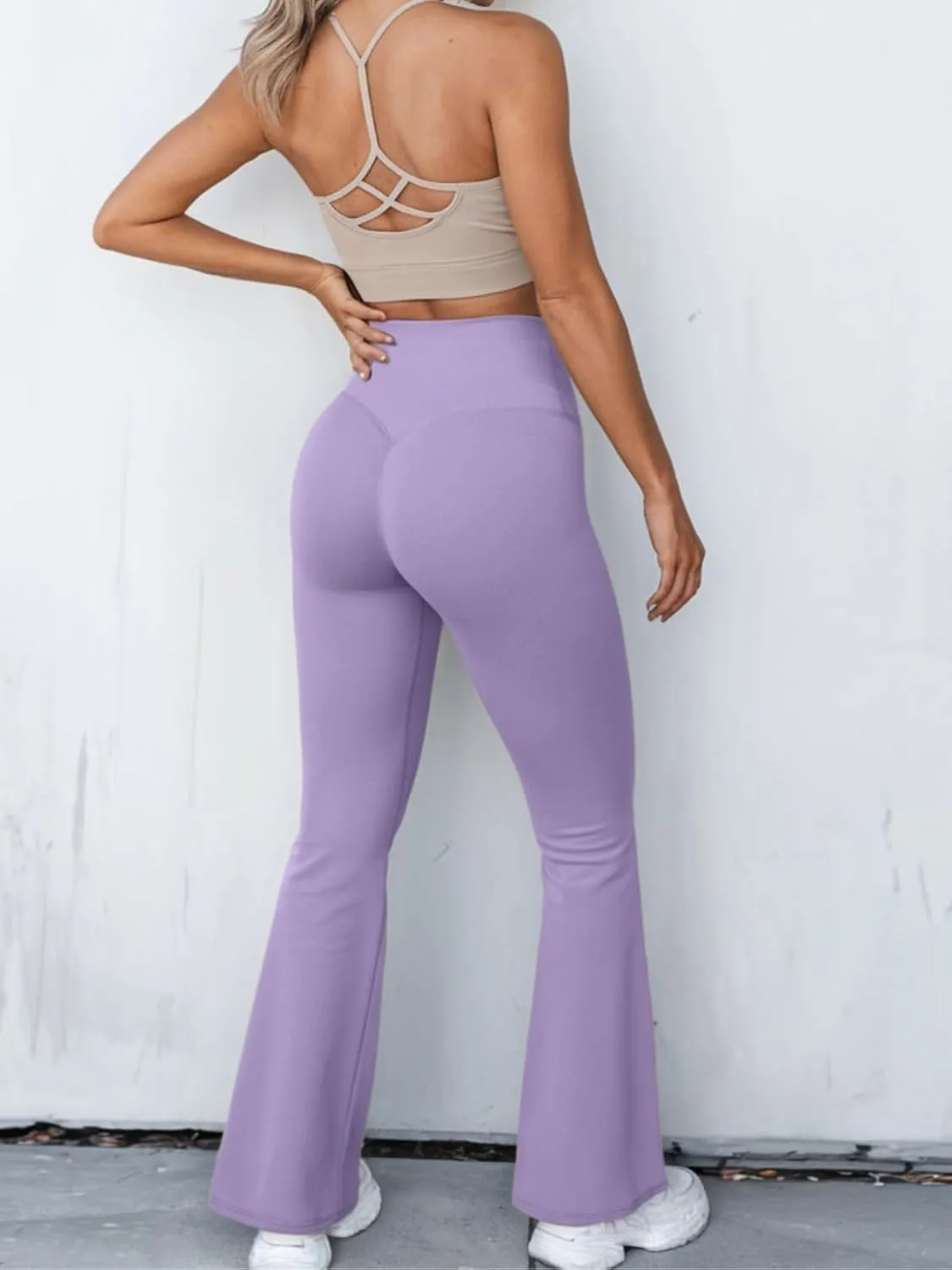 Womens Yoga Pants Women High Waist Waist Athletic Flare Yoga Leggings with Side Pockets Bell Bottom