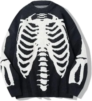 Y2K Grunge Skeleton Sweatshirt Oversized Long Sleeve Fairy Alt Pullover Aesthetic Harajuku Clothes Vintage Tops