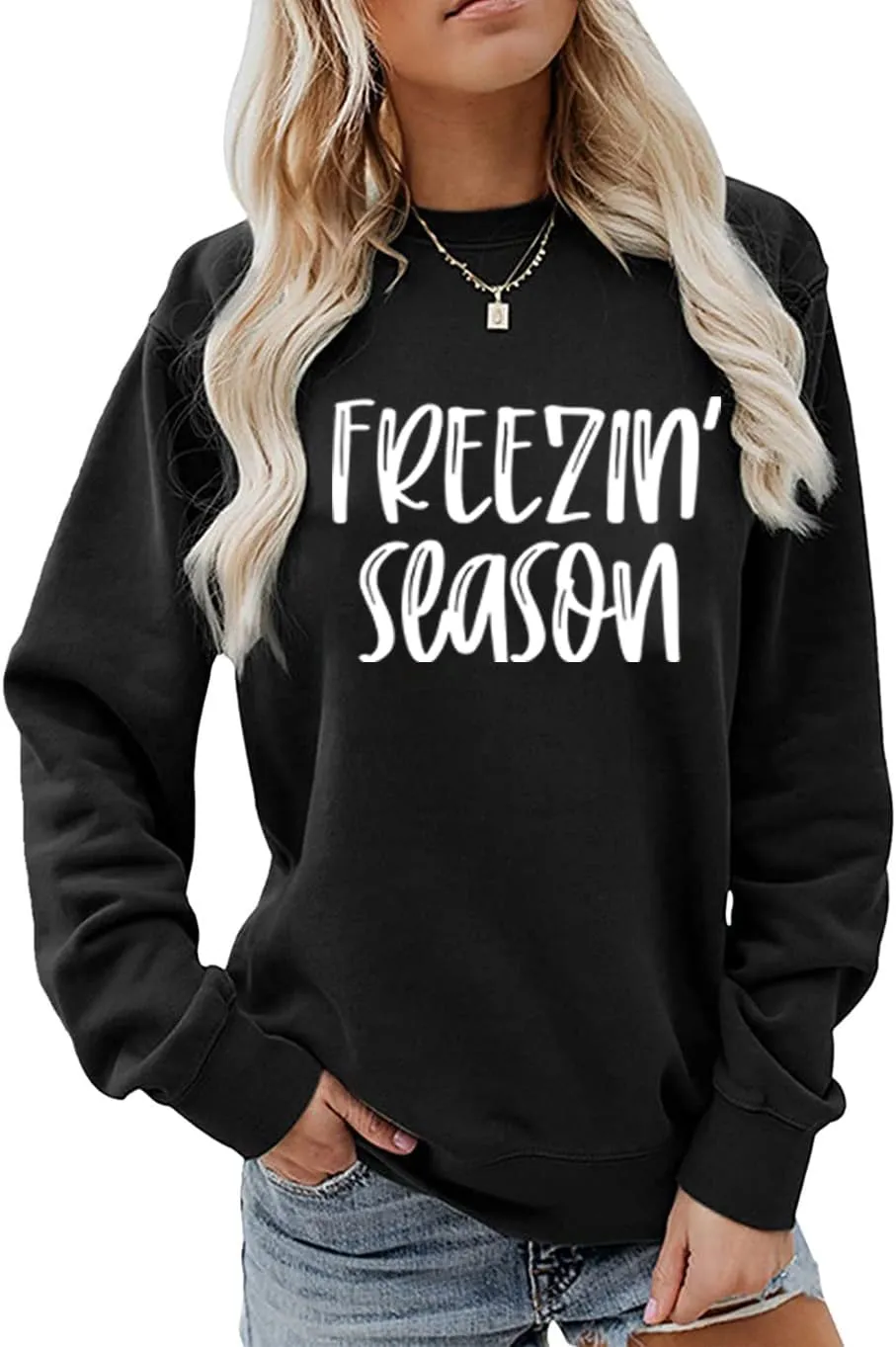 Yes I'm Cold Sweatshirts for Women Funny Letter Print Hoodies Long Sleeve Pullover Top