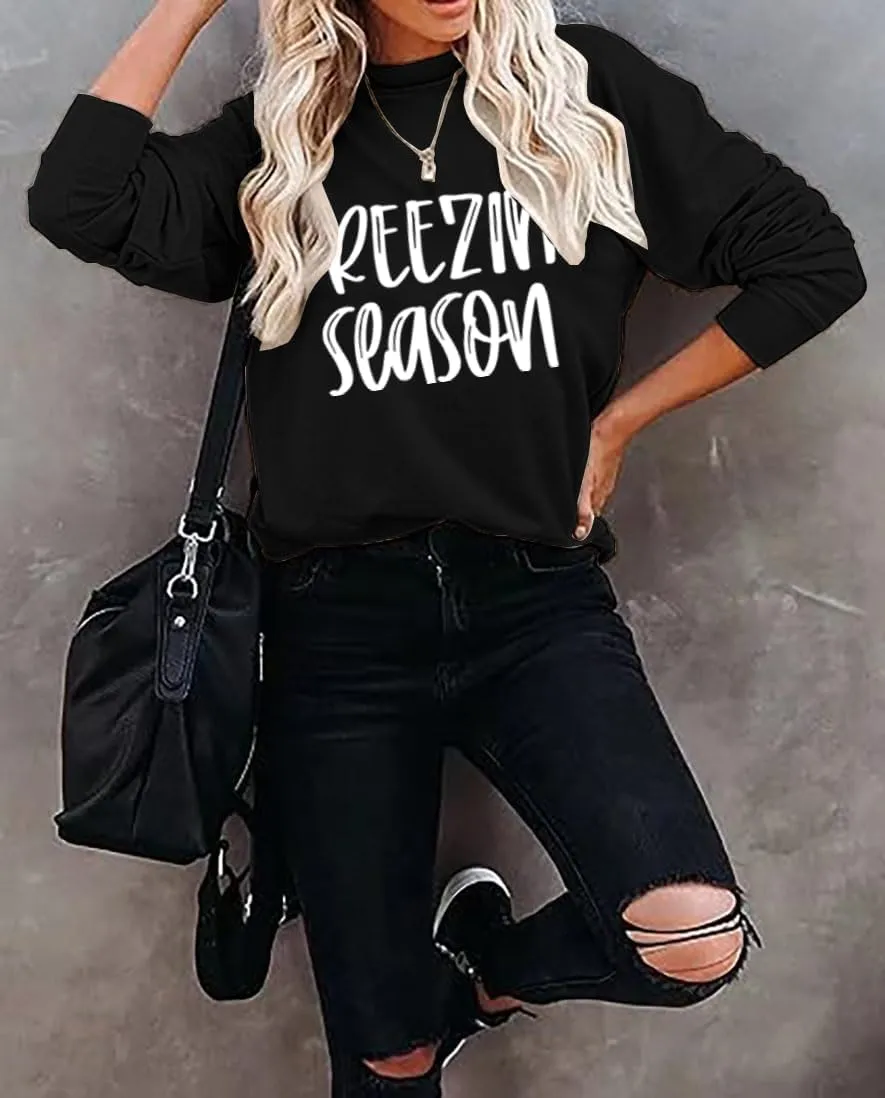 Yes I'm Cold Sweatshirts for Women Funny Letter Print Hoodies Long Sleeve Pullover Top