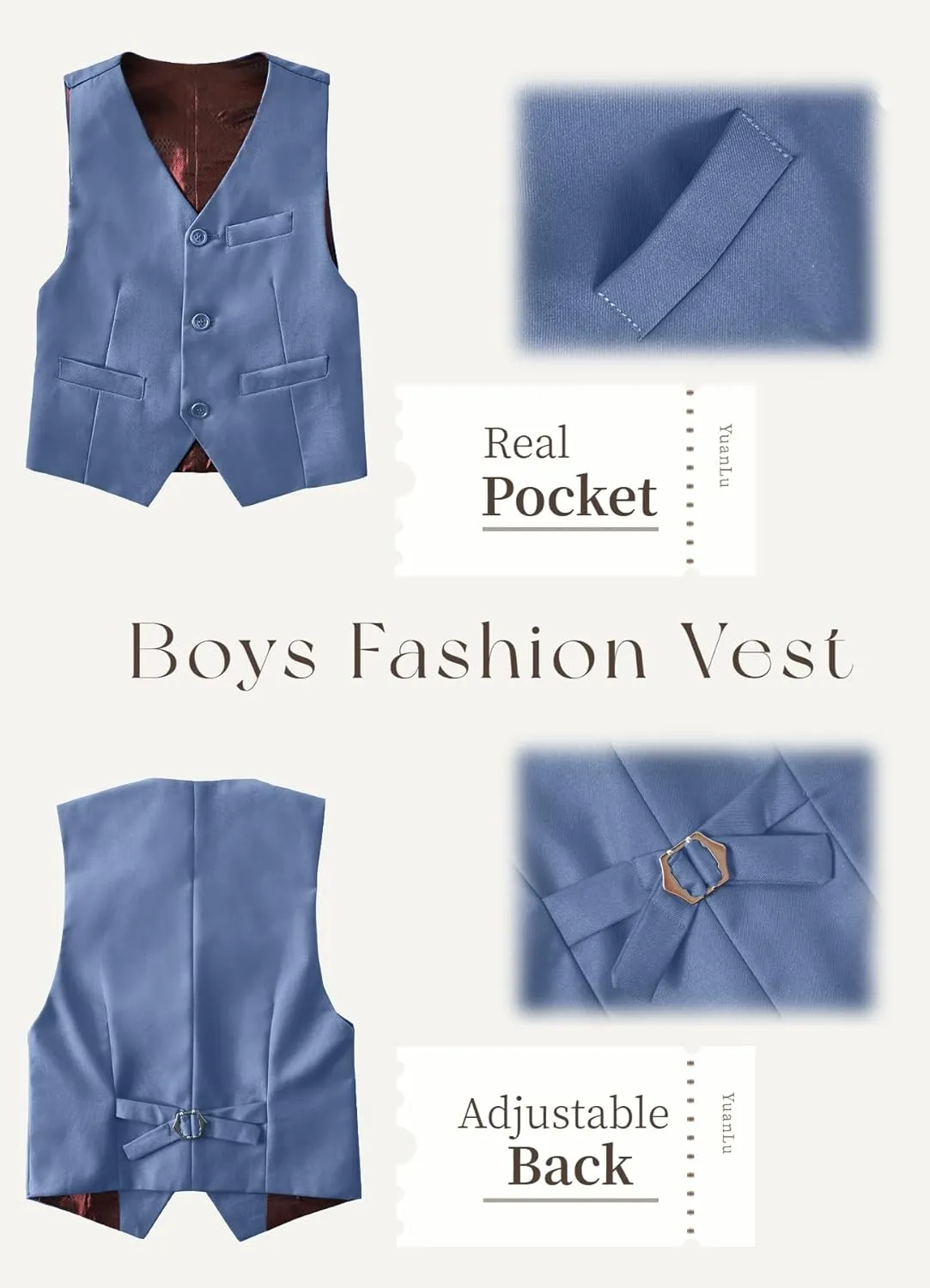 YuanLu Suits for Boys Ring Bearer Outfit Formal Vest and Pants Suit for Boy Wedding Suits Set